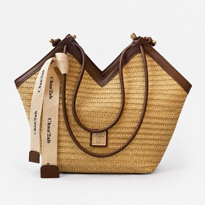 Mila Women's Straw Tote Bag with Decorative Ribbon