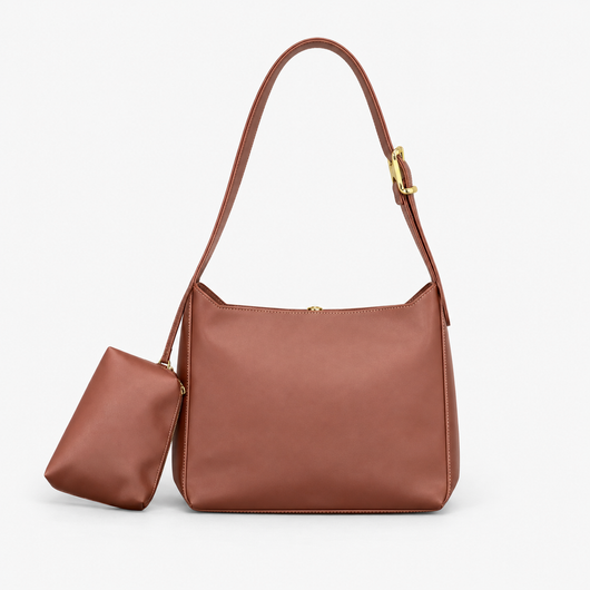 Léna Black Women's Shoulder Bag with Matching Detachable Pouch
