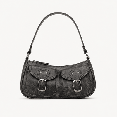 Brown Vintage Faux Leather Shoulder Handbag