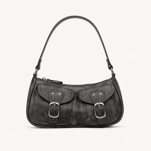 Brown Vintage Faux Leather Shoulder Handbag