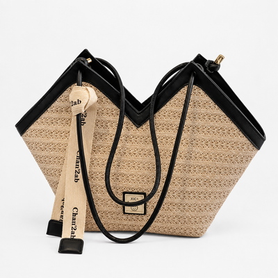Mila Women's Straw Tote Bag with Decorative Ribbon