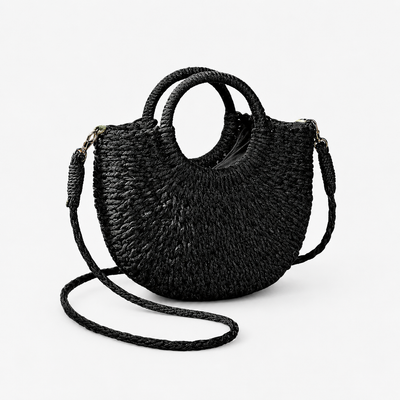 Léna Small Beige Straw Crossbody Bag