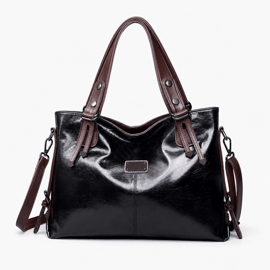 Women's Vintage Burgundy PU Leather Tote Handbag with Shoulder Strap