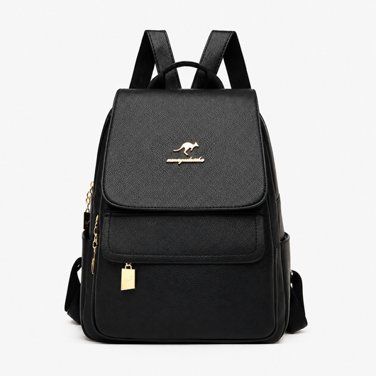 Women's Burgundy PU Leather Backpack with Gold-Tone Hardware