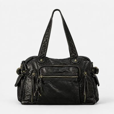 Dark Brown Vintage Multi-Pocket School Shoulder Bag
