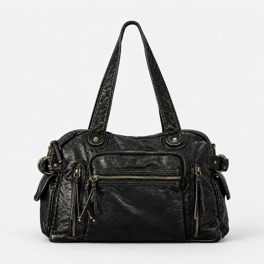 Dark Brown Vintage Multi-Pocket School Shoulder Bag