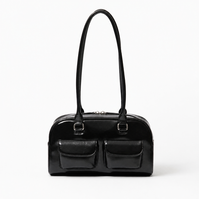Brown Synthetic Leather Multi-Pocket Handbag