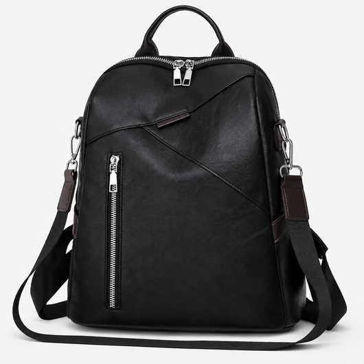 Women's Beige PU Leather Convertible Backpack Chest Bag