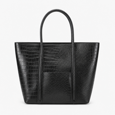 Women's Beige Crocodile Embossed PU Leather Tote Bag
