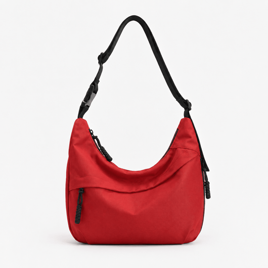 White Nylon Hobo Shoulder Bag with Adjustable Strap