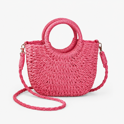 Léna Small Beige Straw Crossbody Bag