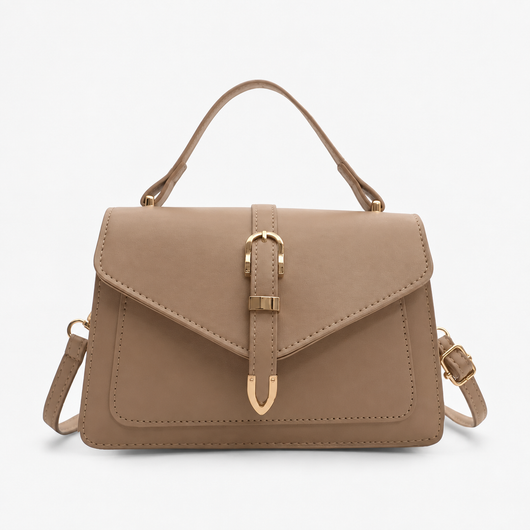 Isaline Small Black Crossbody Handbag with Gold-Tone Flap