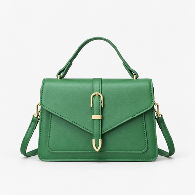 Isaline Small Black Crossbody Handbag with Gold-Tone Flap