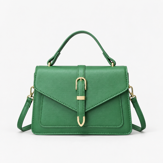 Isaline Small Black Crossbody Handbag with Gold-Tone Flap