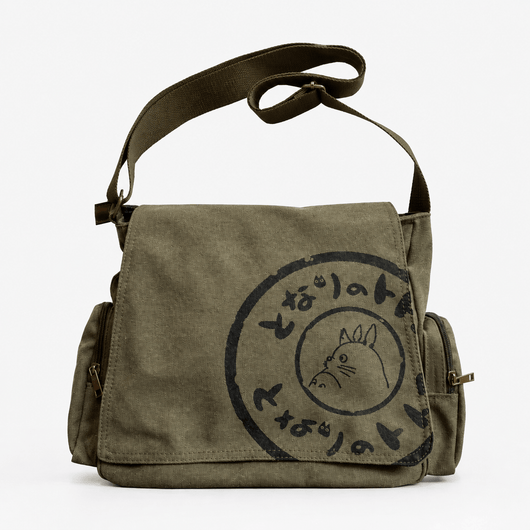Women's Khaki Canvas Messenger Bag with Adjustable Crossbody Strap