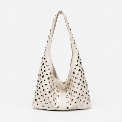 Vivian Green PU Leather Rivet Hobo Shoulder Bag
