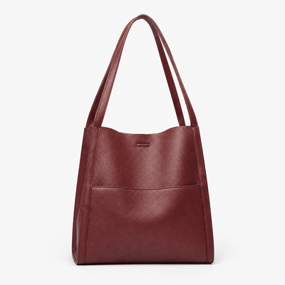 Brown PU Leather Structured Tote Bag