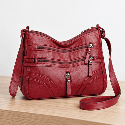 The Sunday Avenue Abigail Red Vintage Faux Leather Shoulder Bag