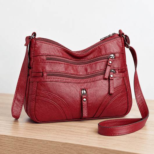 The Sunday Avenue Abigail Red Vintage Faux Leather Shoulder Bag