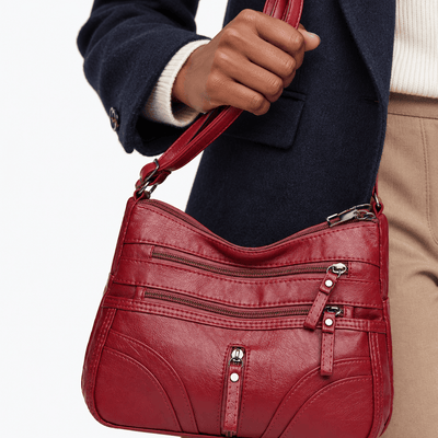 The Sunday Avenue Abigail Red Vintage Faux Leather Shoulder Bag