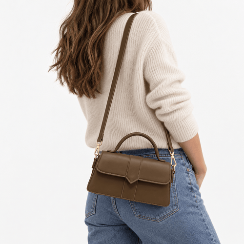 Amalia Brown Mini Flap Crossbody Handbag
