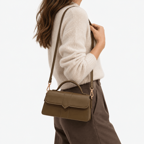 Amalia Brown Mini Flap Crossbody Handbag
