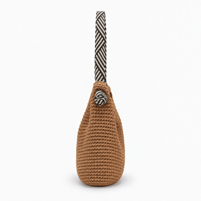 The Sunday Avenue Amelie Brown Straw Tote Bag with Braided Rope Strap