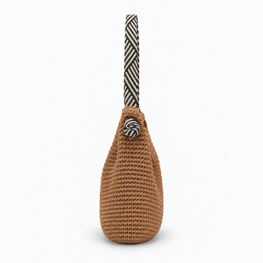 The Sunday Avenue Amelie Brown Straw Tote Bag with Braided Rope Strap