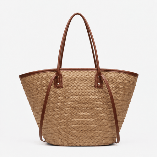 Anaelle Large Woven Straw Tote Bag with Double Handles