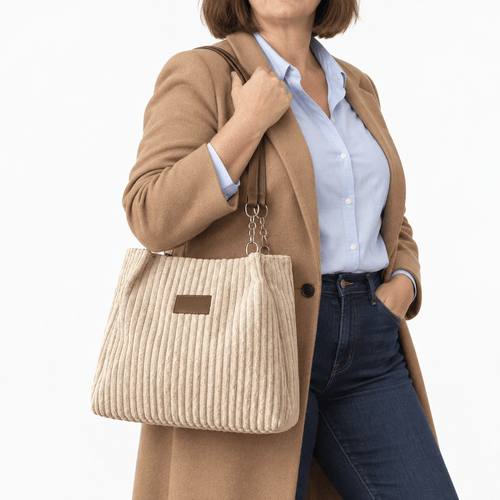 Corduroy Tote Bag with Shoulder Straps - Betsy