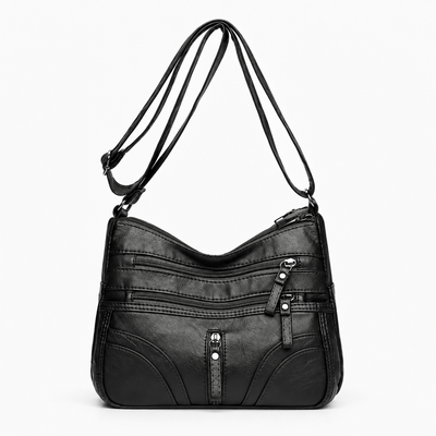 The Sunday Avenue Black Abigail Red Vintage Faux Leather Shoulder Bag