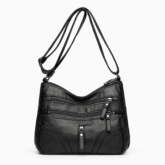 The Sunday Avenue Black Abigail Red Vintage Faux Leather Shoulder Bag