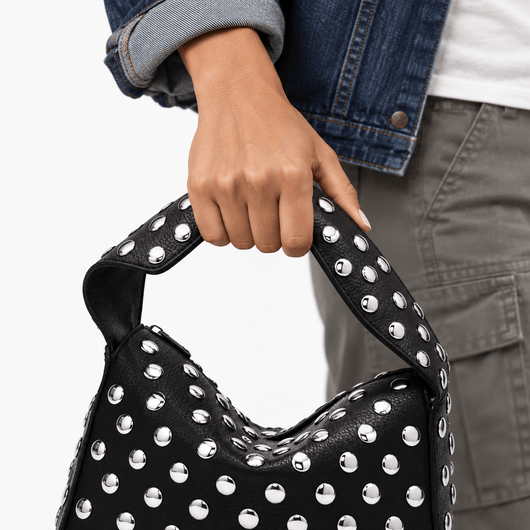 The Sunday Avenue Black Black PU Leather Rivet Armpit Shoulder Bag