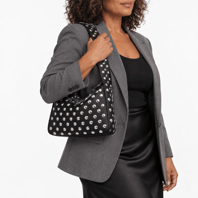 The Sunday Avenue Black Black PU Leather Rivet Armpit Shoulder Bag
