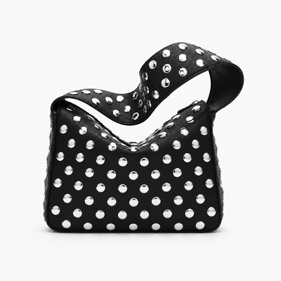 The Sunday Avenue Black Black PU Leather Rivet Armpit Shoulder Bag