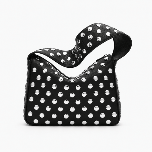 The Sunday Avenue Black Black PU Leather Rivet Armpit Shoulder Bag