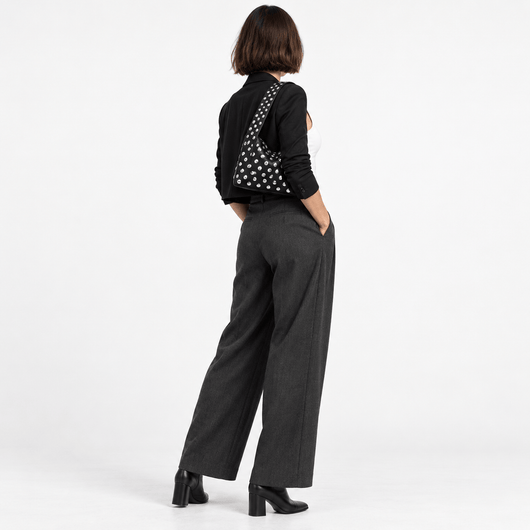 The Sunday Avenue Black Black PU Leather Rivet Armpit Shoulder Bag