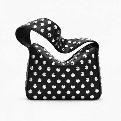The Sunday Avenue Black Black PU Leather Rivet Armpit Shoulder Bag