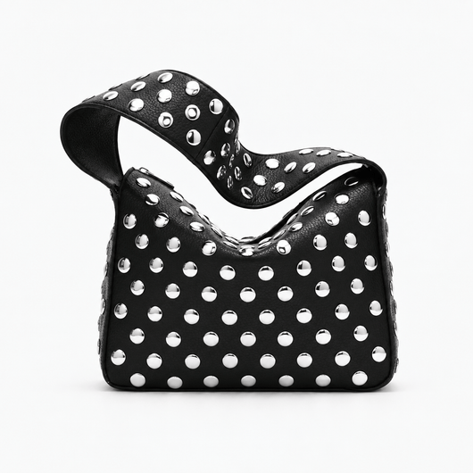 The Sunday Avenue Black Black PU Leather Rivet Armpit Shoulder Bag