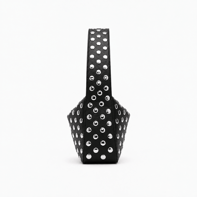 The Sunday Avenue Black Black PU Leather Rivet Armpit Shoulder Bag
