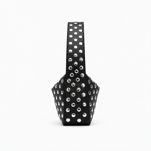 The Sunday Avenue Black Black PU Leather Rivet Armpit Shoulder Bag