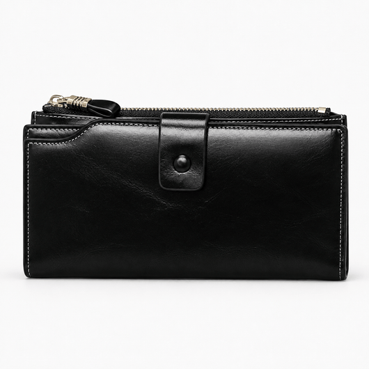 The Sunday Avenue Black Blue PU Leather Women's Multi-Pocket Clutch Wallet