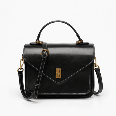The Sunday Avenue Black Compact Shoulder Bag - Maya