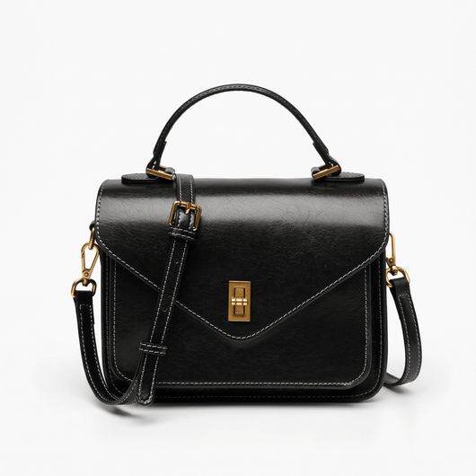 The Sunday Avenue Black Compact Shoulder Bag - Maya