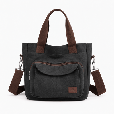 The Sunday Avenue Black Dorothy Grey Canvas Multi-Compartment Tote Bag