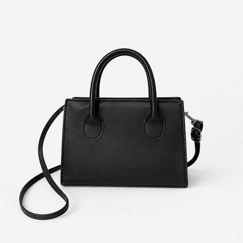 Élise Black Compact Crossbody Handbag with Top Handles