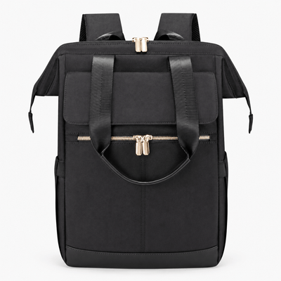 The Sunday Avenue Black Emiko Beige & Brown Colourblock Oxford Laptop Backpack