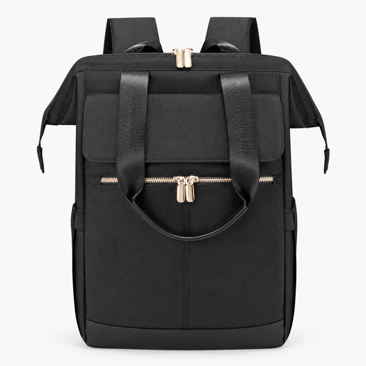The Sunday Avenue Black Emiko Beige & Brown Colourblock Oxford Laptop Backpack