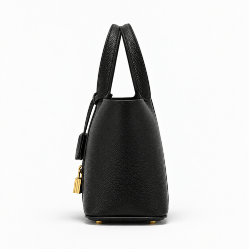 Grained Leather Bucket Bag with Gold-Tone Padlock - Petronella