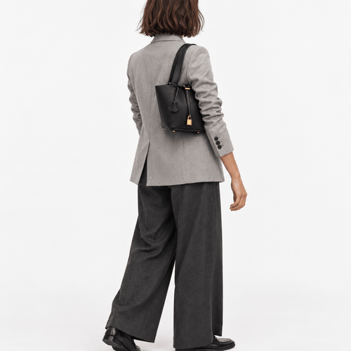 Grained Leather Bucket Bag with Gold-Tone Padlock - Petronella